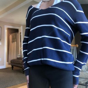 blue and white striped sweater